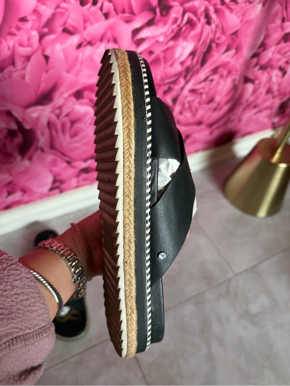 Sam Edelman Black Leather Crisscross Espadrille Slide Sandals - Picture 12 of 12